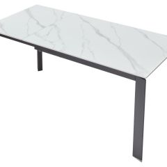 Стол CORNER 120 MATT WHITE MARBLE SOLID CERAMIC / BLACK, ®DISAUR | фото 4